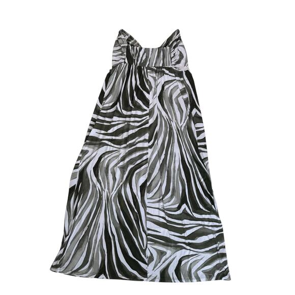 Tommy Bahama Strapless Maxi Dress Women's Large Green White Tropical Zebra Print - Picture 13 of 15